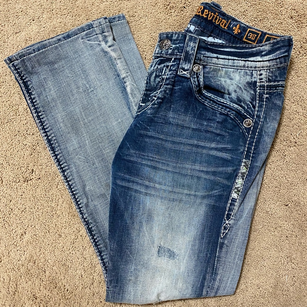 Men’s Rock Revival Distressed Jeans